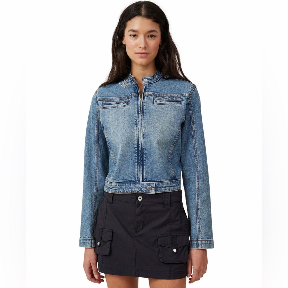Cotton On denim moto jacket